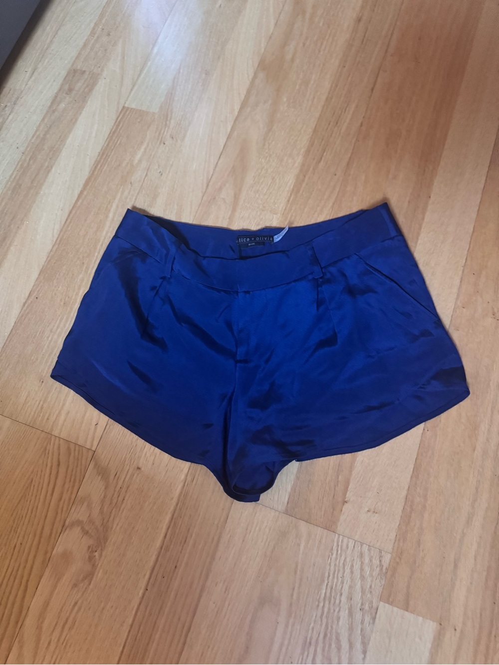Alice + Olivia Cobalt Blue Silk Shorts